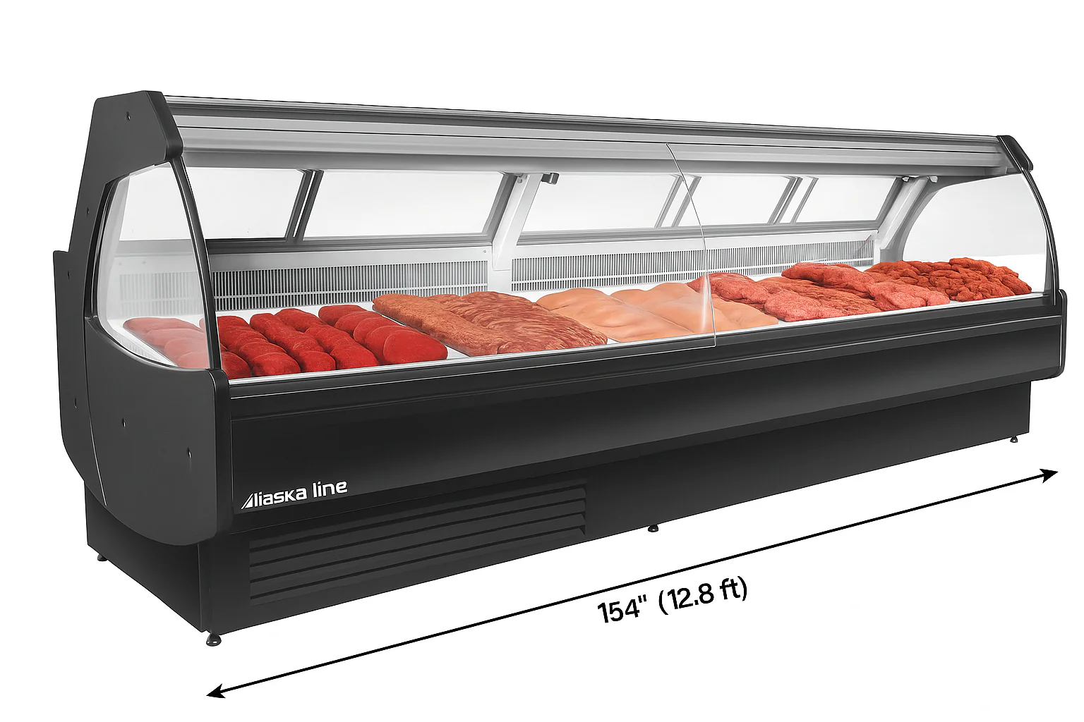 154'' - 12.8 ft Alaska-Line Gravity Cooling Meat/Deli Display Cooler Remote or Self-Contain Options HIT-1574