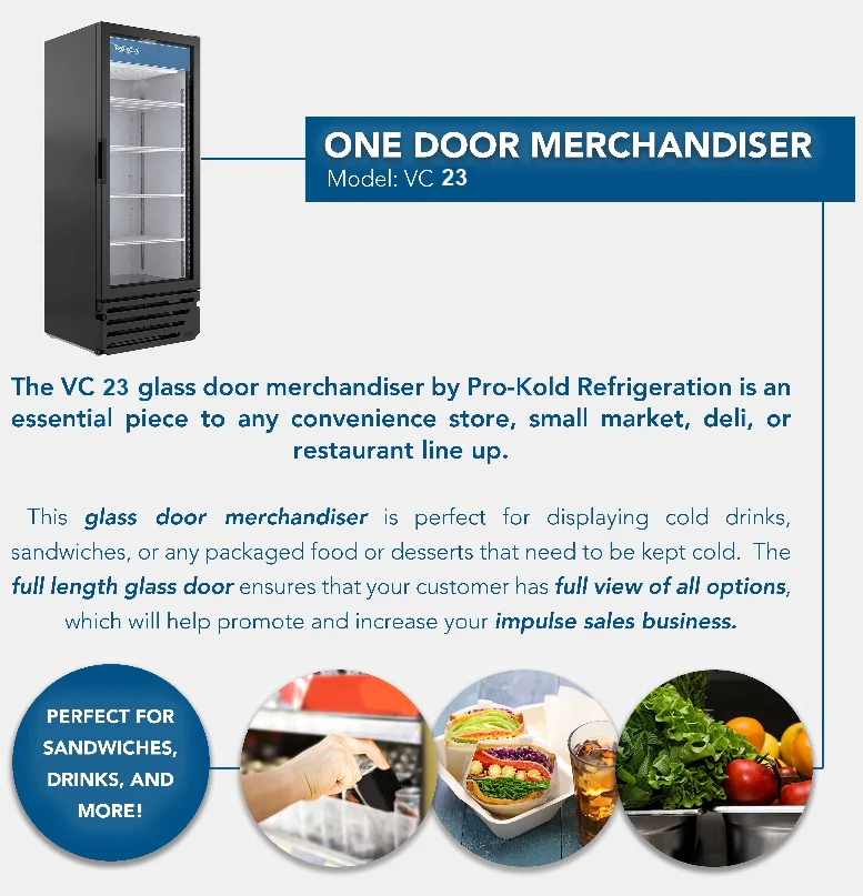 30" Pro-Kold Single Glass Door Merchandise Cooler 19 Cu.Ft., VC-23 - Image 4
