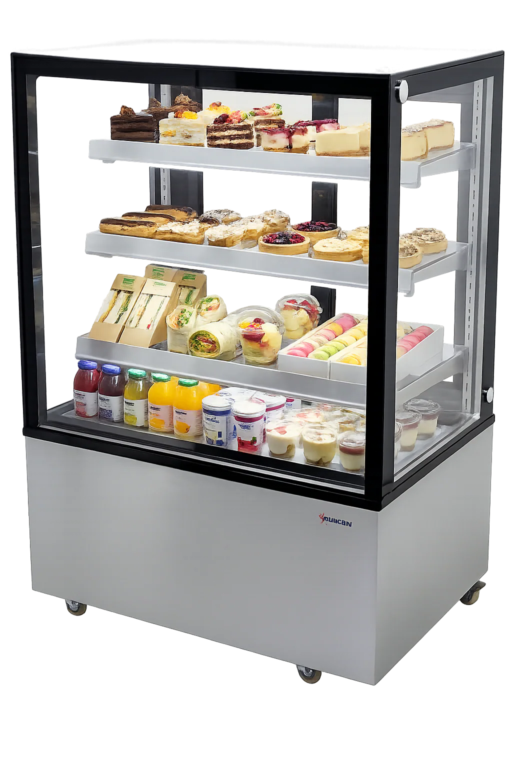 36'' Omcan Square Glass Floor Refrigerated Display Case 13.77Cu.Ft. Capacity, 44382