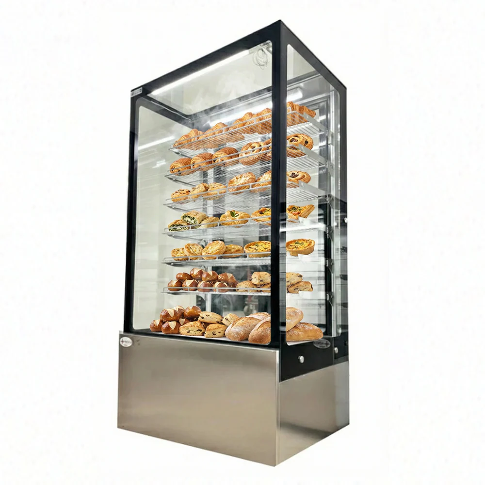 36'' CHEF Pastry Display Warmer Square Glass Black HD-906S