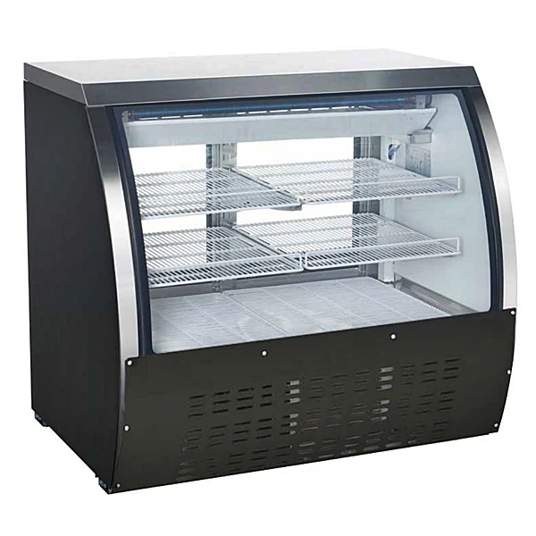 47" Omcan Refrigerated Floor Showcase with Black Coated Steel Exterior 50077 - Image 2