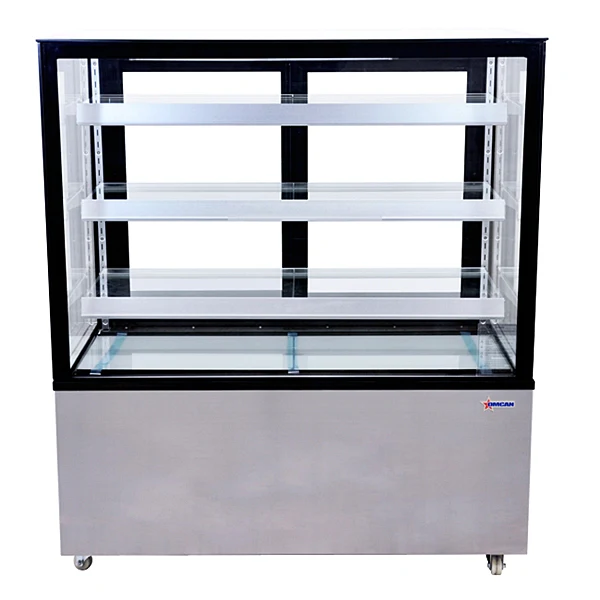 48" Omcan Square Glass Floor Refrigerated Display Case 530L Capacity, 44383 - Image 2