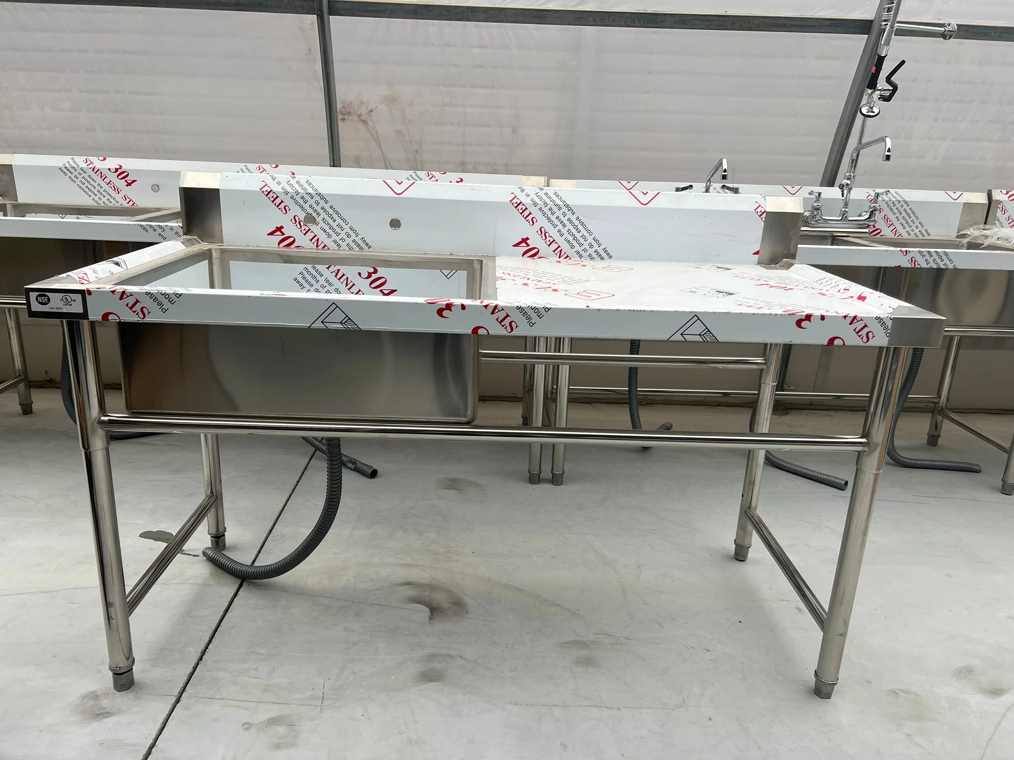 59'' CHEF One Tub Sink with Centre Drain & Left Drainboard CH-2021 - Image 9