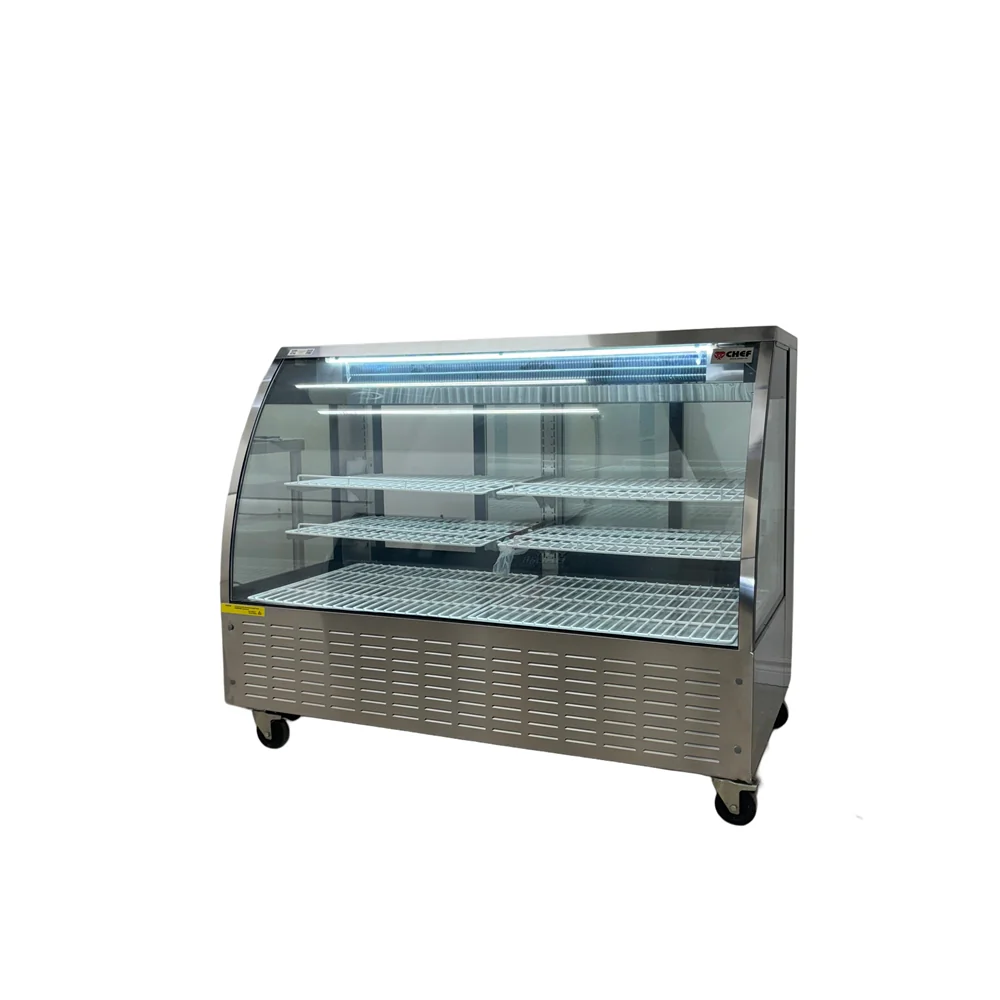 60'' CHEF Stainless Steel Curved Display Cooler 22 Cu.Ft -  STD-6032-S - Image 4