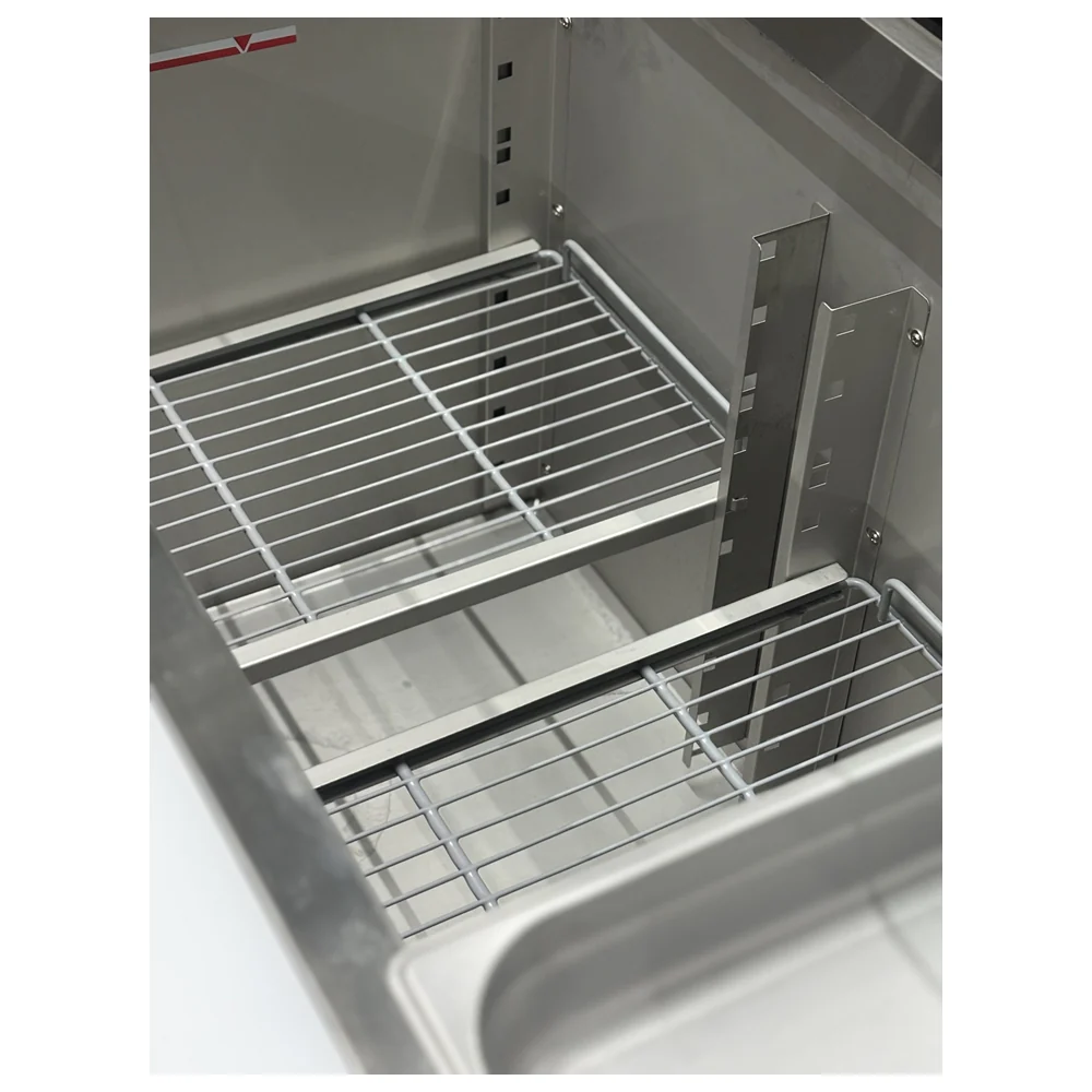 71'' CHEF Refrigerated Salad Prep Table with Curved Sneeze Guard GN-3100SALGC - Image 2