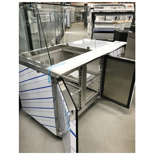 71'' CHEF Refrigerated Salad Prep Table with Curved Sneeze Guard GN-3100SALGC - Image 9