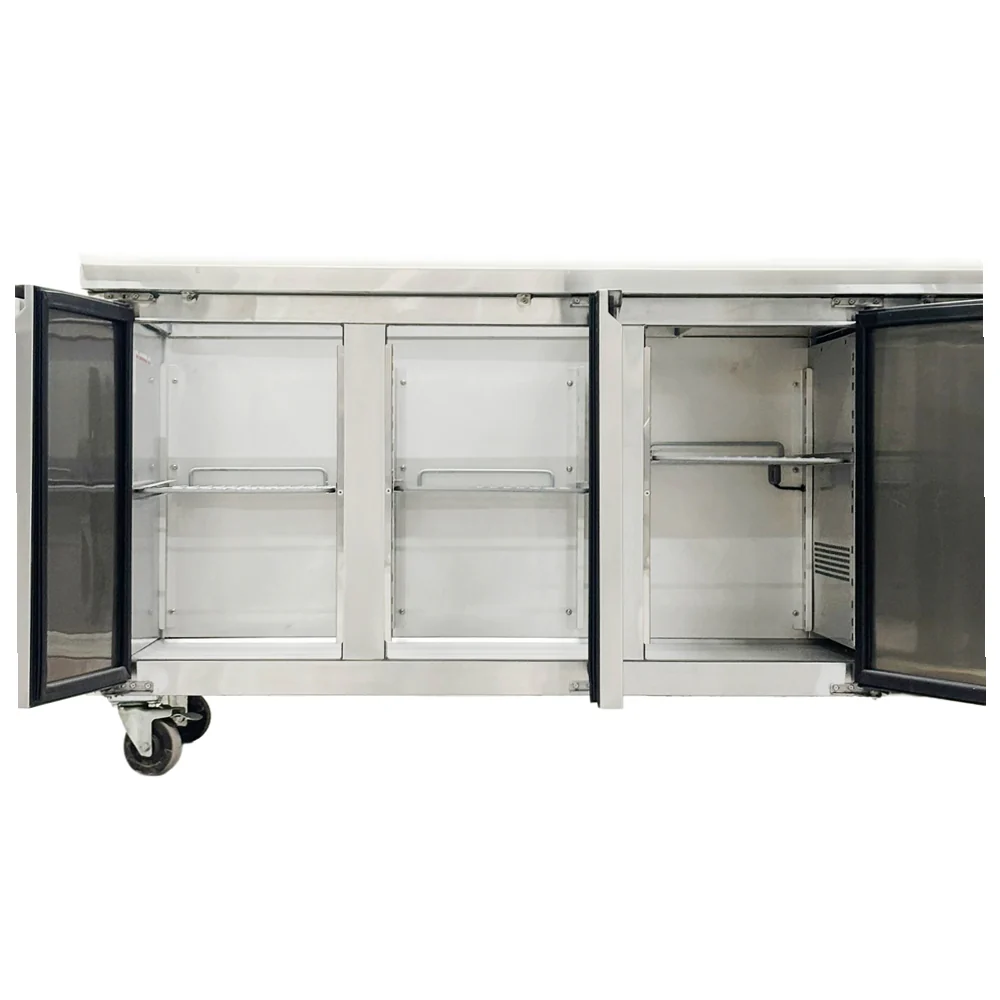 71'' CHEF Refrigerated Salad/Sandwich Prep Table with Rectangle Sneeze Guard GN-3100SALSQ - Image 3