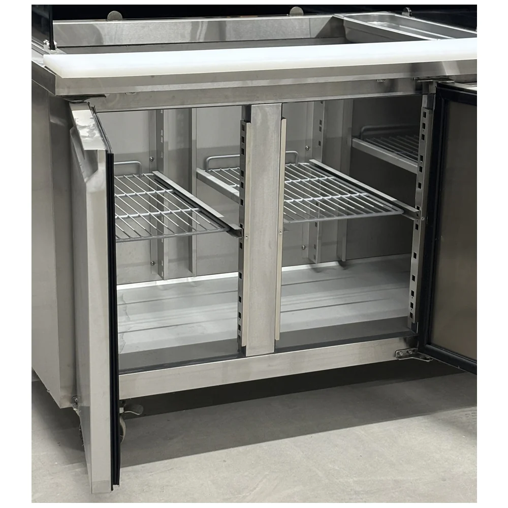 71'' CHEF Refrigerated Salad/Sandwich Prep Table with Rectangle Sneeze Guard GN-3100SALSQ - Image 9