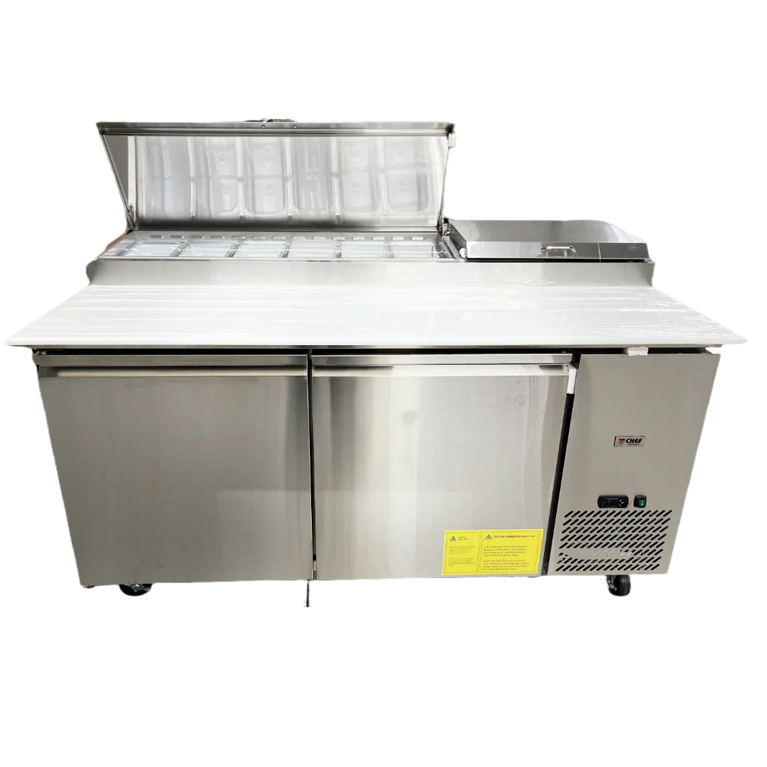 72'' CHEF Double Door Refrigerated Pizza Prep Table TPP-67T - Image 7
