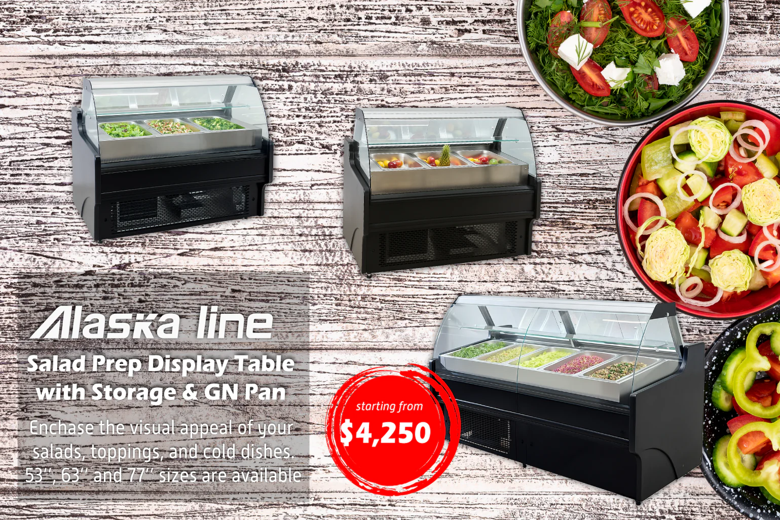 77'' Alaska-Line Salad Prep Table with Storage & GN Pan HIT-37 - Image 4