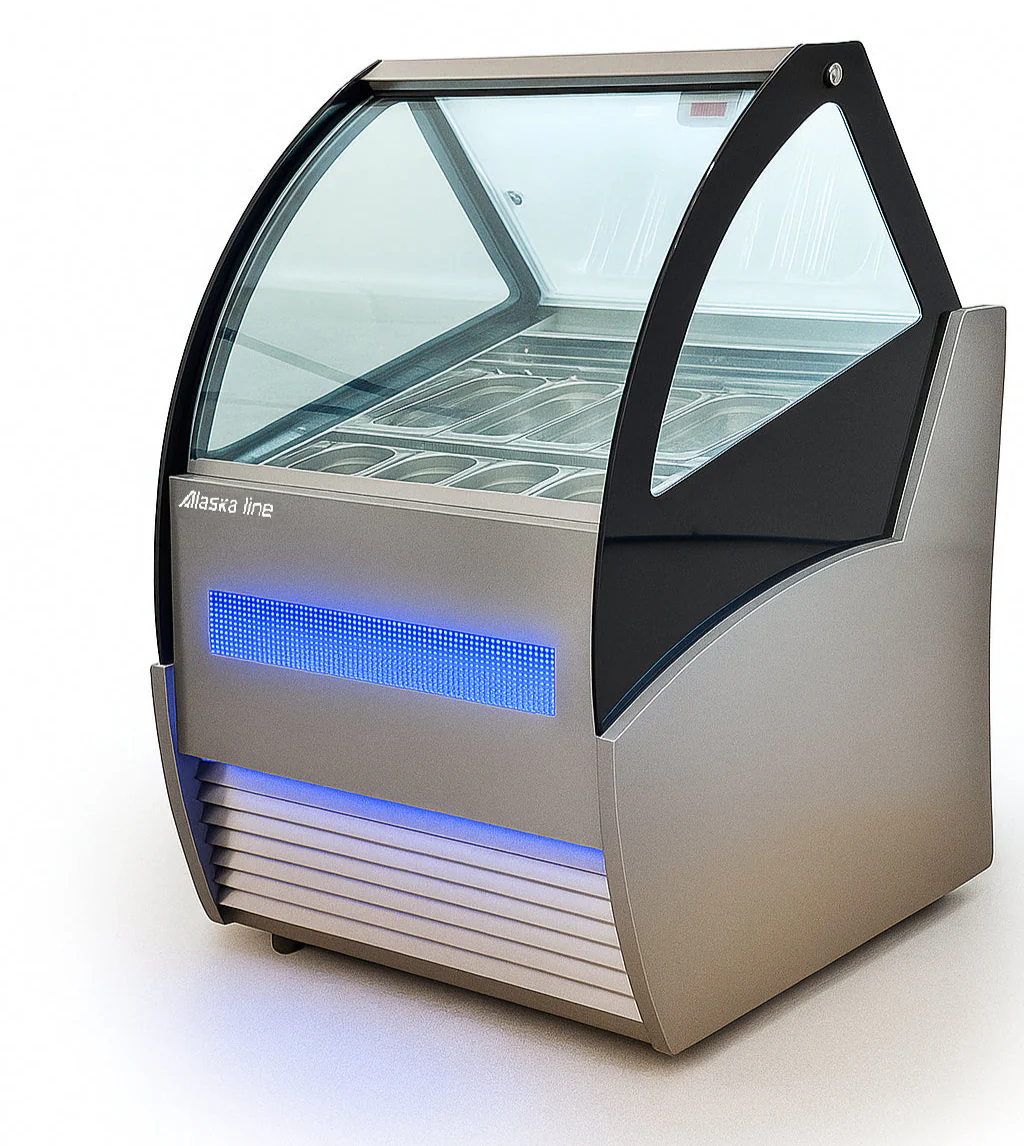 Alaska-Line 8 Pan Gelato Freezer Showcase 8.4 Cu.Ft. Capacity, HIT-816 - Image 2