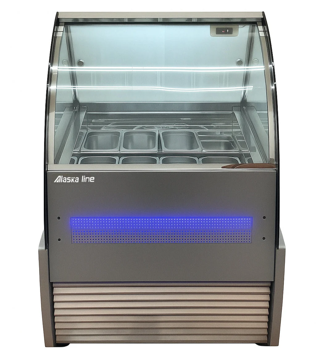 Alaska-Line 8 Pan Gelato Freezer Showcase 8.4 Cu.Ft. Capacity, HIT-816 - Image 3