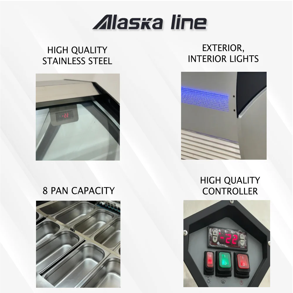 Alaska-Line 8 Pan Gelato Freezer Showcase 8.4 Cu.Ft. Capacity, HIT-816 - Image 4