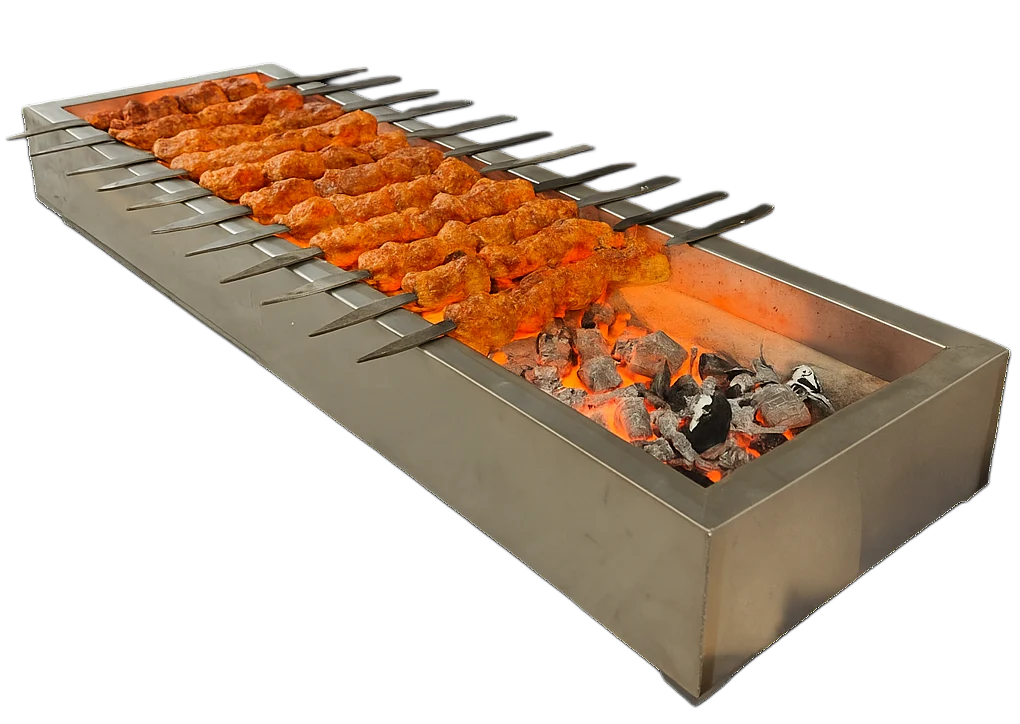 Lava Rock 84'' with Fire Brick Charcoal Manual Grill for Kebab LR-7 - Image 2