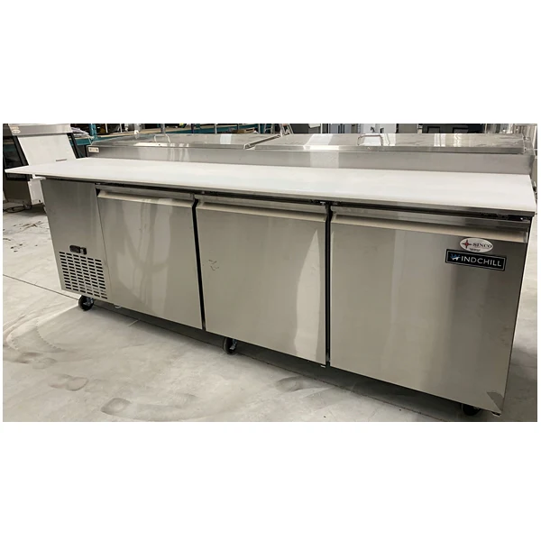94" CHEF Triple Solid Door Refrigerated Pizza Prep Table WC-3DPPT-HC - Image 3