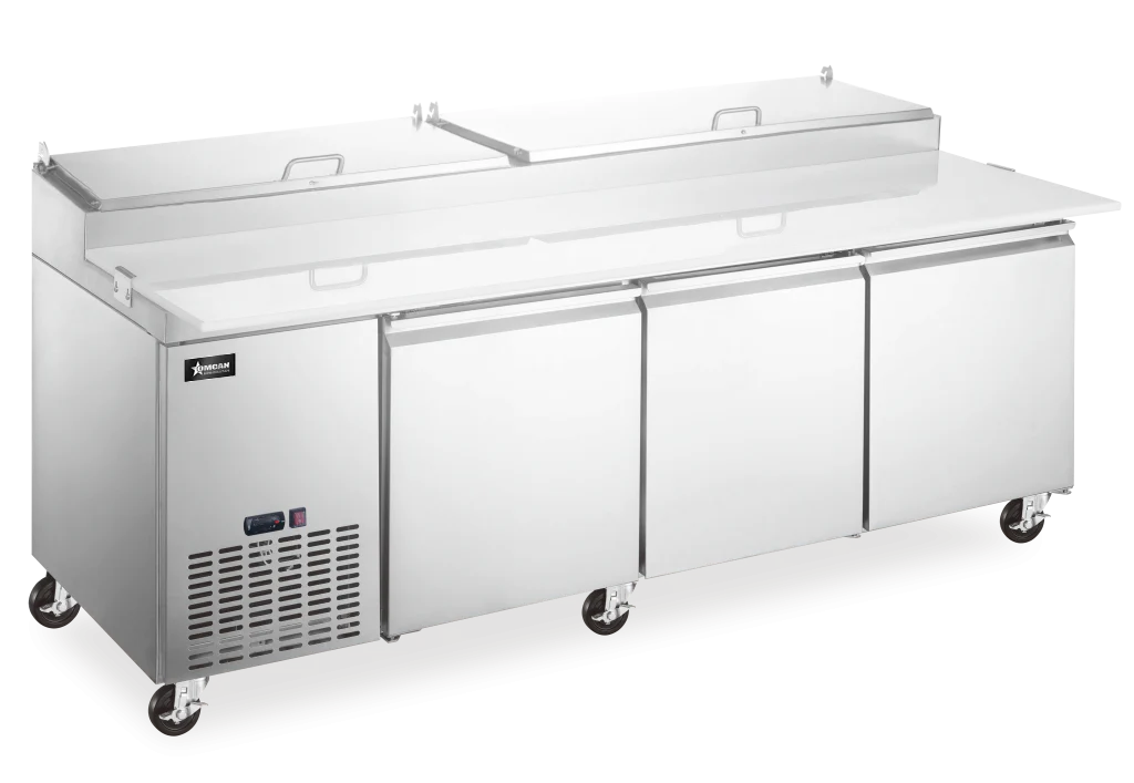 92″ Three (3) Door Refrigerated Pizza Prep Table, 24 cu.ft (680 L), Stainless Steel 50044