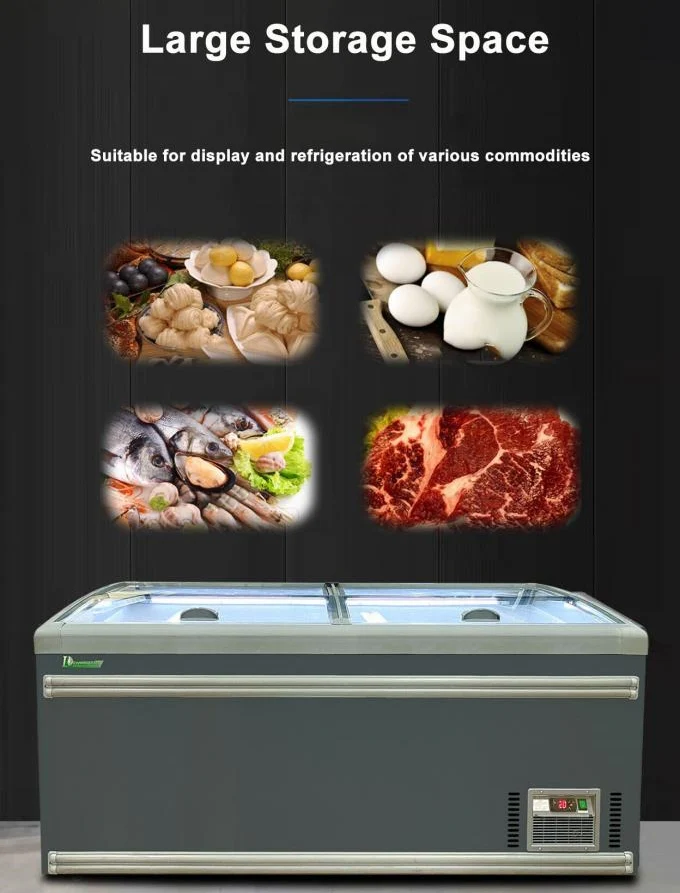 99'' CHEF Combined Island Freezer End Unit With Sliding Glass Top CQS-25L - Image 8
