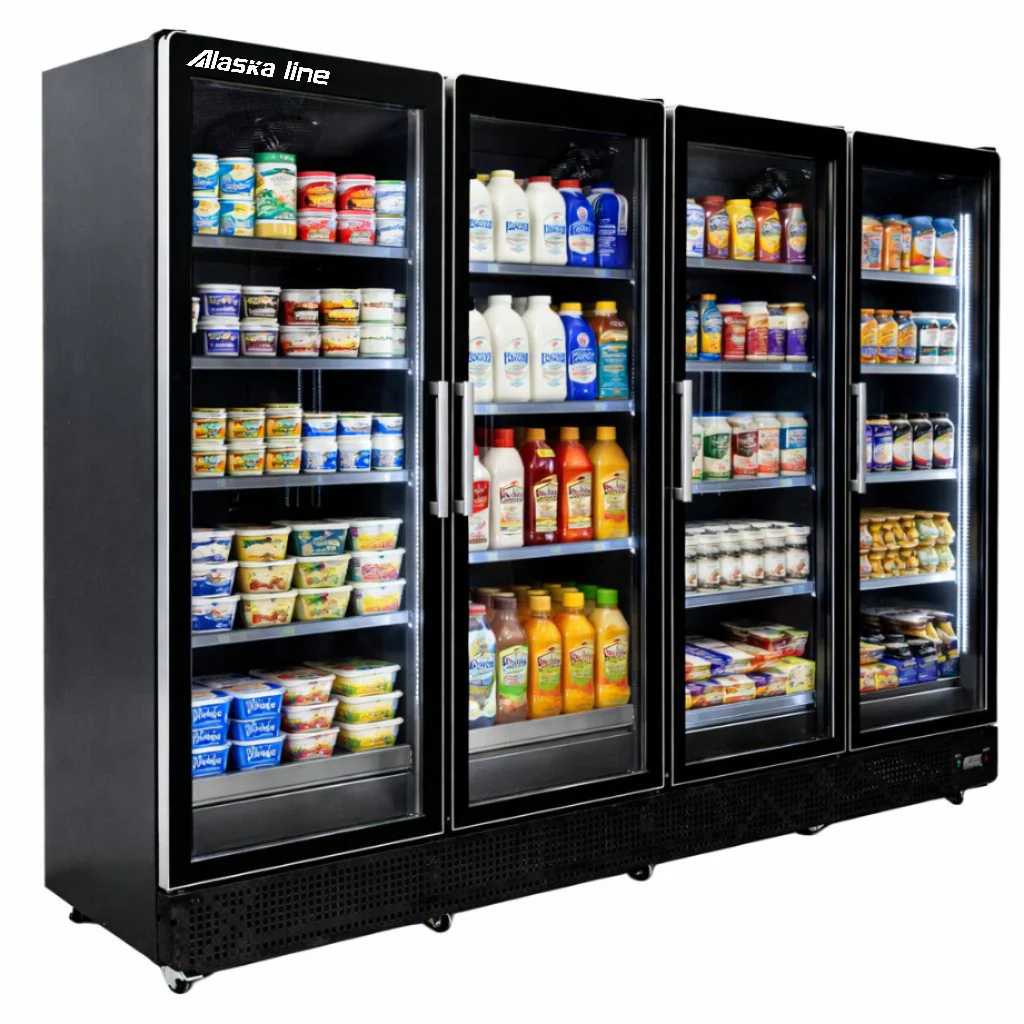 Alaska-Line Commercial Glass Door Display Refrigerator 4 Swing Door HIT-344H