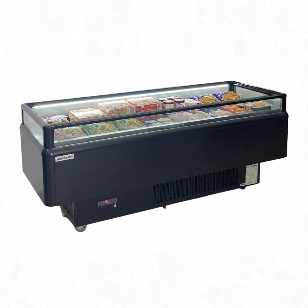 Alaska Line 82'' Dual Temperature Open Display Island Freezer, Cooler HIT-605