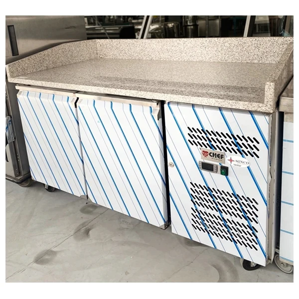59'' CHEF Double Door Marble Top Prep Table PZ-2600TN - Image 3