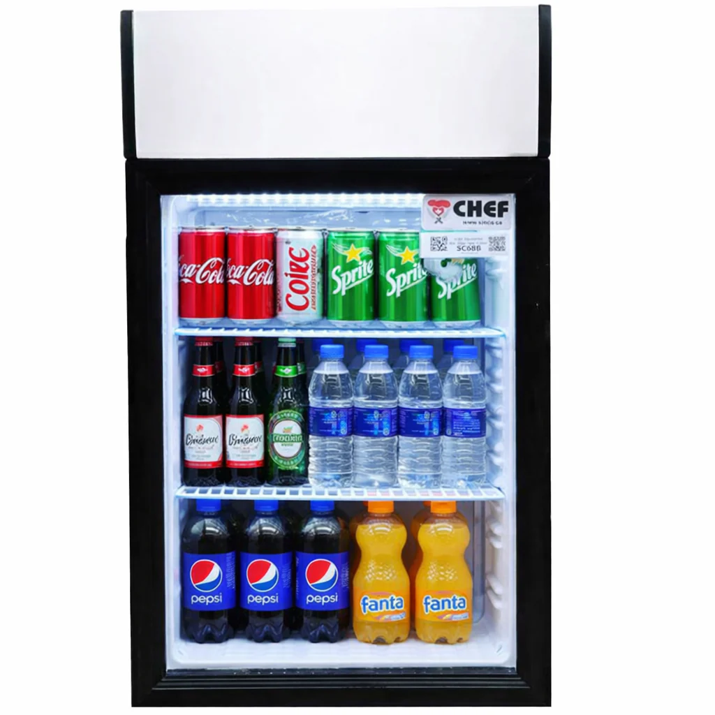 CHEF 18'' Countertop Glass Door Mini Display Beverage Cooler 68L Capacity, SC68B
