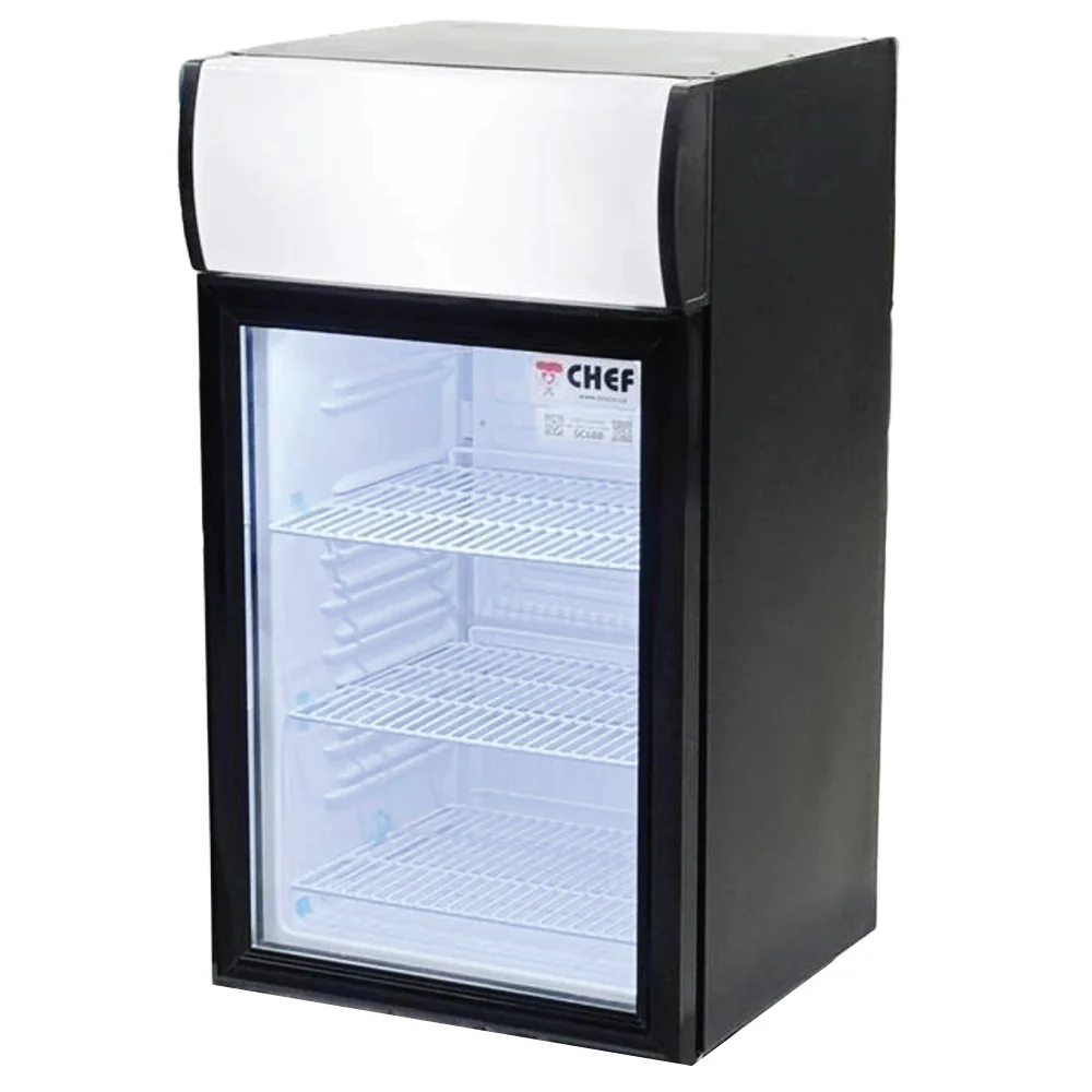 CHEF 18'' Countertop Glass Door Mini Display Beverage Cooler 68L Capacity, SC68B - Image 2