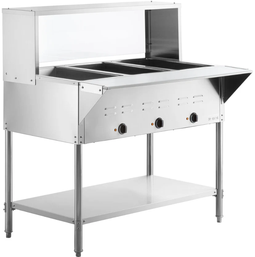 CHEF Electric Three Pan Steam Table with Sneeze Guard HN-3-240-S - Image 6