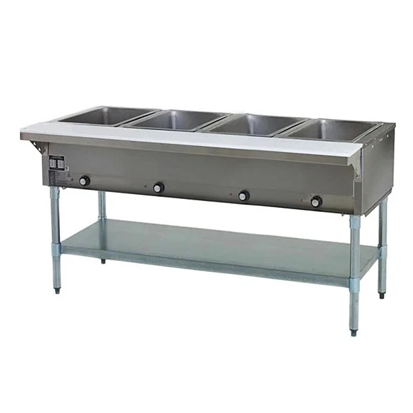 CHEF Natural Gas Four Pan Steam Table with Sneeze Guard HN-4-NAT - Image 2