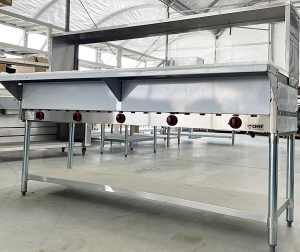 CHEF Natural Gas Four Pan Steam Table with Sneeze Guard HN-4-NAT - Image 5