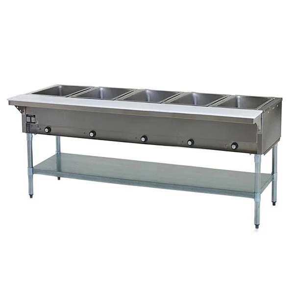 CHEF Natural Gas Five Pan Steam Table with Sneeze Guard HN-5-NAT - Image 2