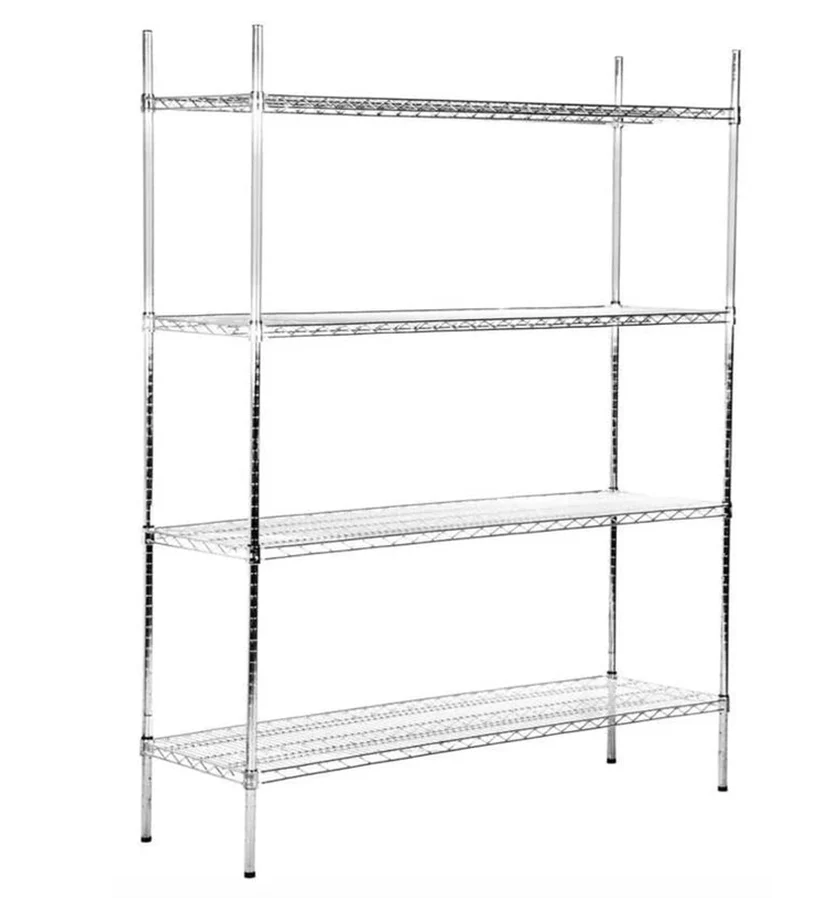 Chrome/Black Epoxy Wire Shelf Kits (72" High, 4 Shelves) - Various Sizes - Image 2