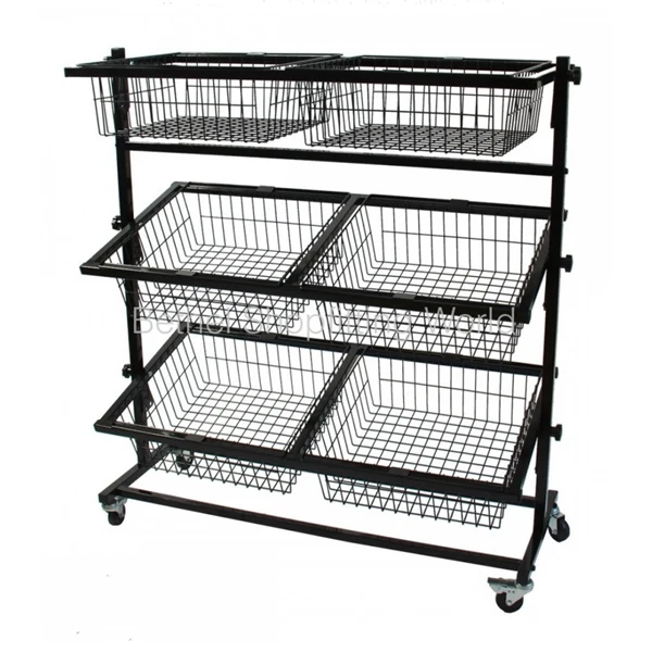 Display Rack 6 Baskets & Wheels HBR-3059 - Image 2