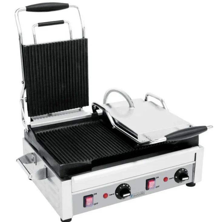 Eurodib Cooking Surface Double Panini Grill with Ribbed Plates SFE02365-240
