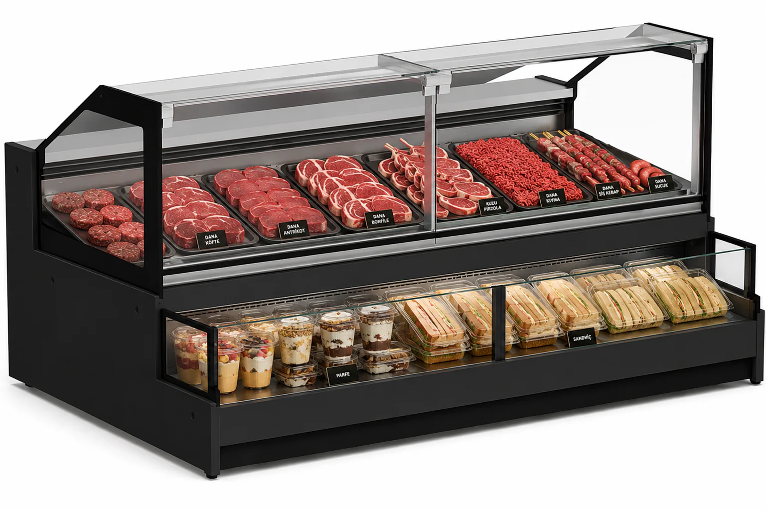 EuroCold 98" Meat and Deli Grab and Go Case Combined Serve + Self-Serve Remote Cooler DCCOQR-8