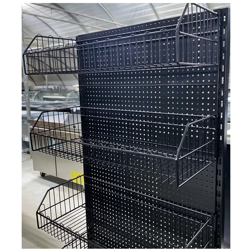 Black Gondola Shelving Single Sided with Baskets YD-S021 Starter - Image 3
