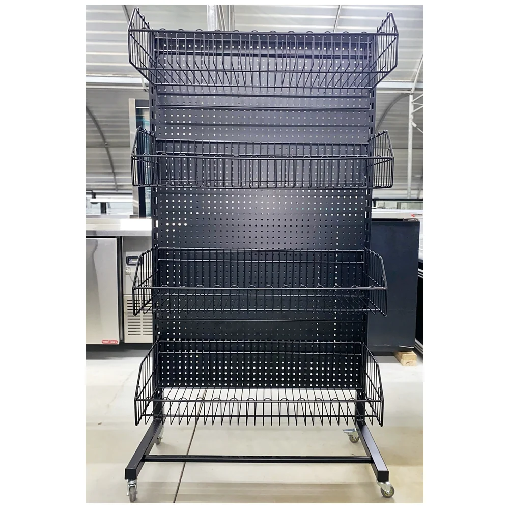 Black Gondola Shelving Single Sided with Baskets YD-S021 Starter - Image 4