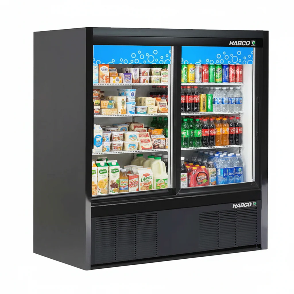 Habco 47" Wide 48" High 2 Sliding Door Glass Refrigerator Merchandiser ESM14SL48HC