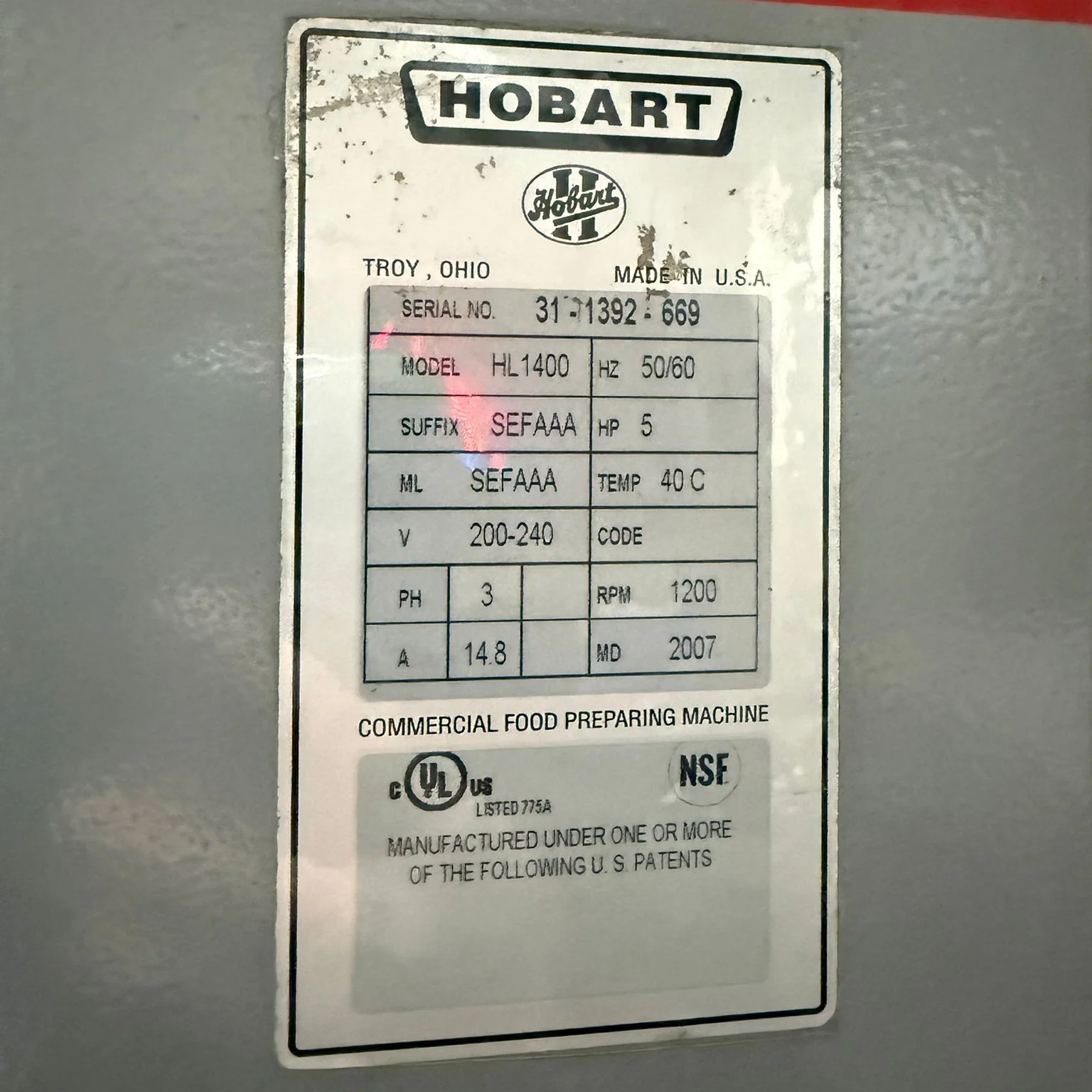 Hobart Legacy HL1400 140 Qt. Planetary Floor Mixer - 200-240V, 3 Phase Used FOR02348 - Image 5