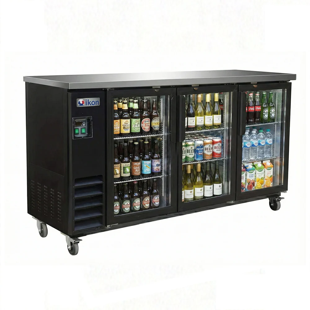 Ikon 73.1" Three Glass Door Bar Cooler - 20 Cu.Ft.,  IBB-73-3G-24