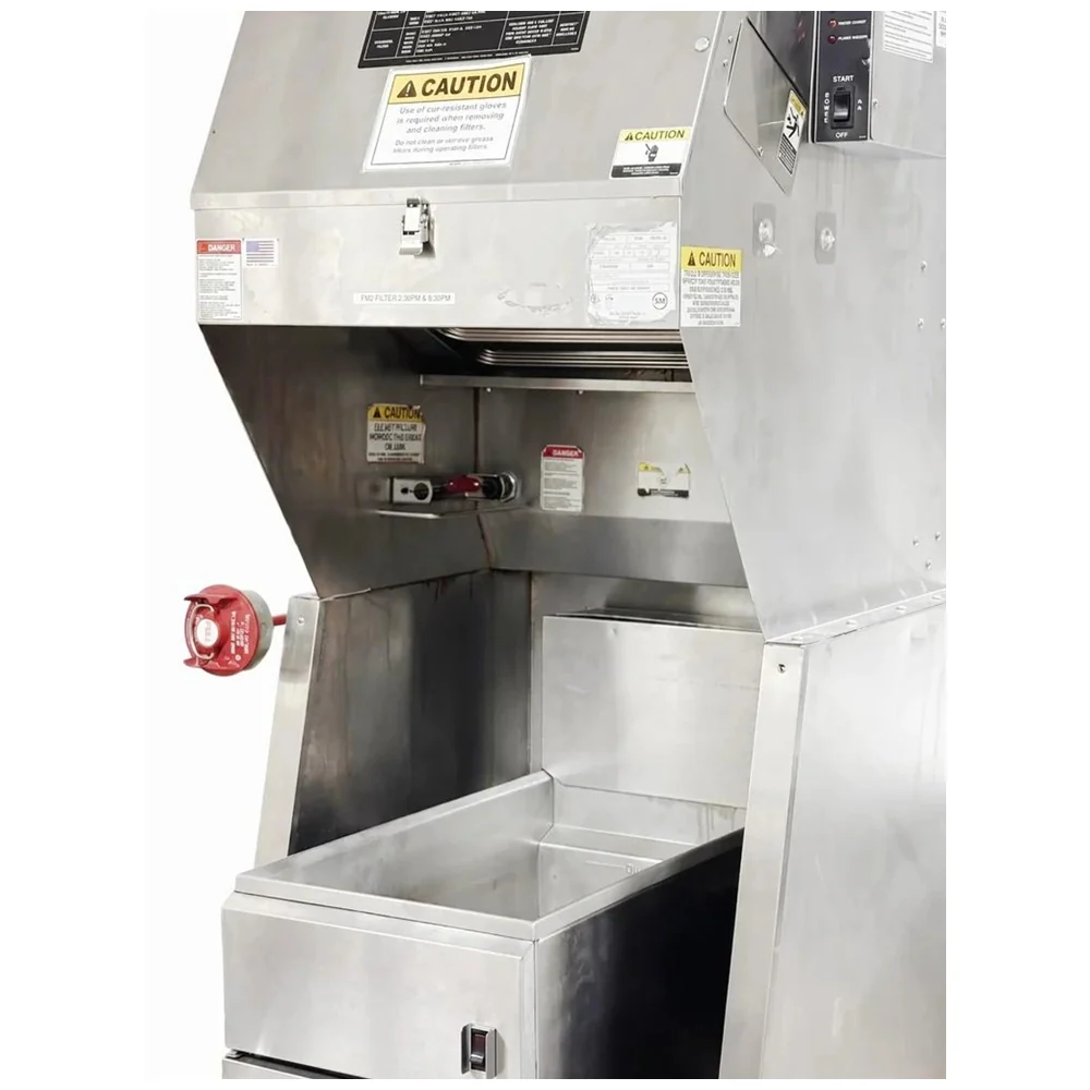 Imperial 40 Lb Electric Floor Fryer with Giles Free Standing Ventless Hood Used FOR02443 - Image 2