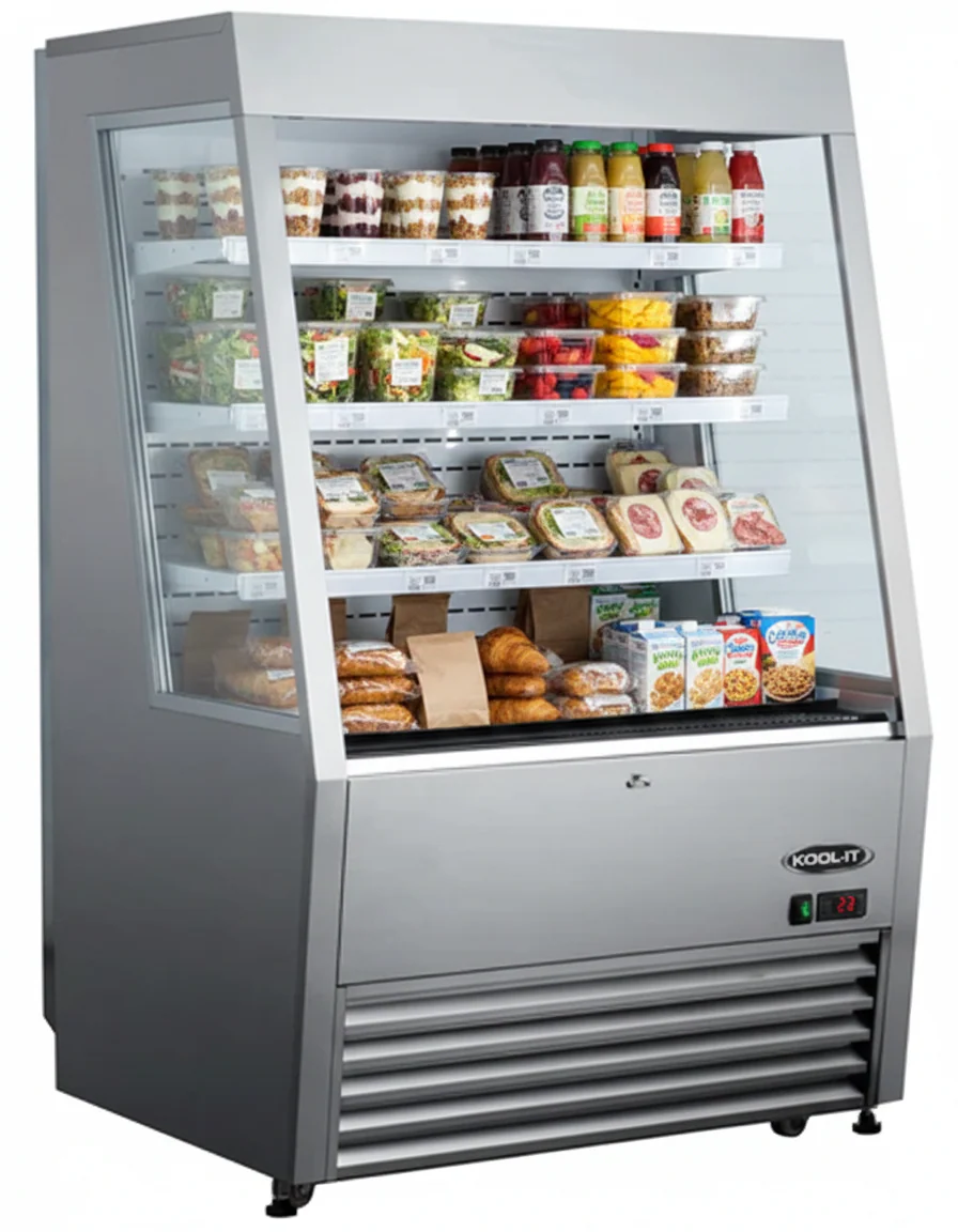 Kool-It 36.2" Grab and Go Open Air Cooler Display - 14 Cu. Ft. Capacity KOM-36 SS