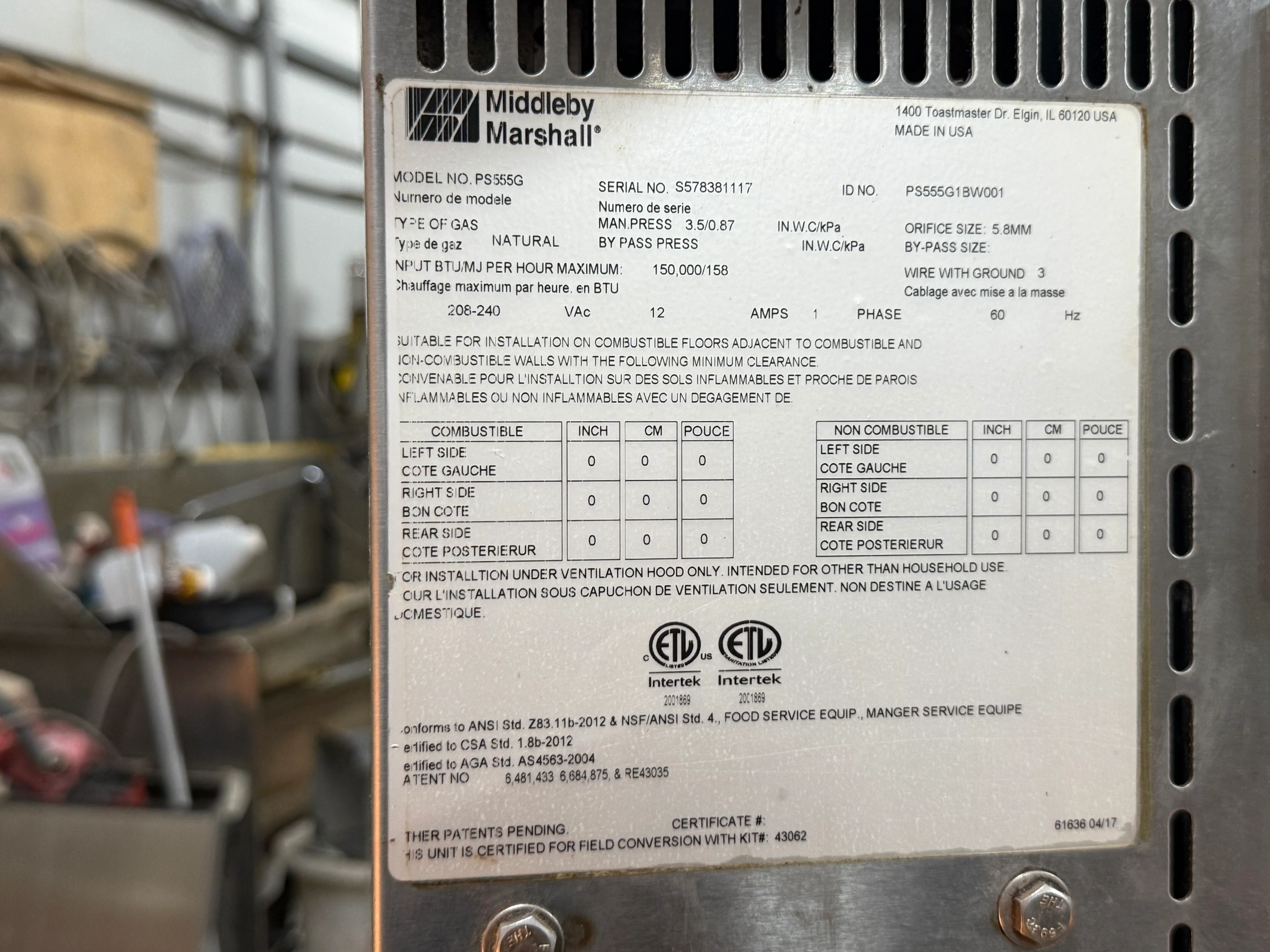 Middleby Marshall PS555G Natural Gas Pizza Conveyor Oven Used FOR02306 - Image 8