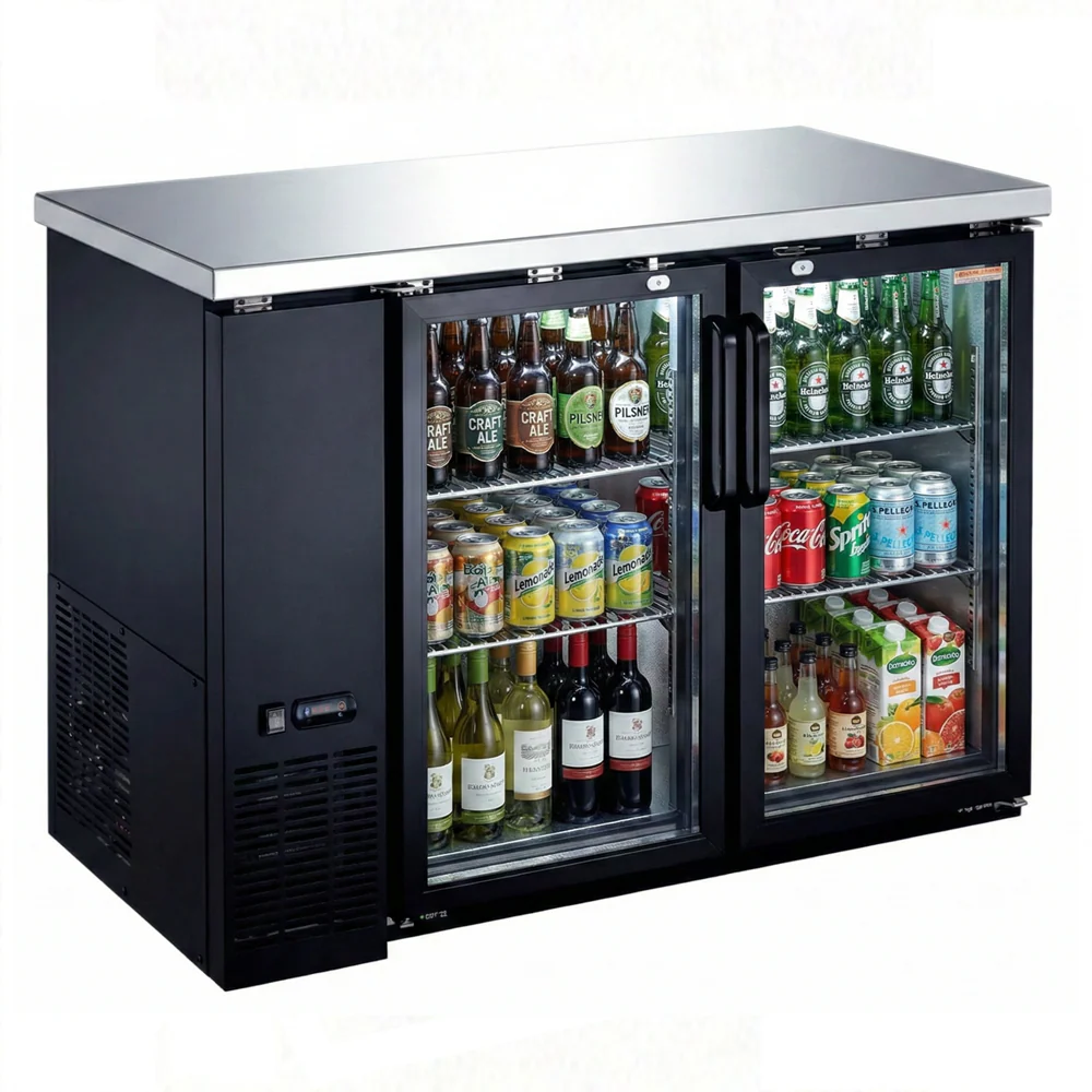 New Air 49" Two-Glass Door Back Bar Refrigerator with 339L Capacity NBB-48-SG-N