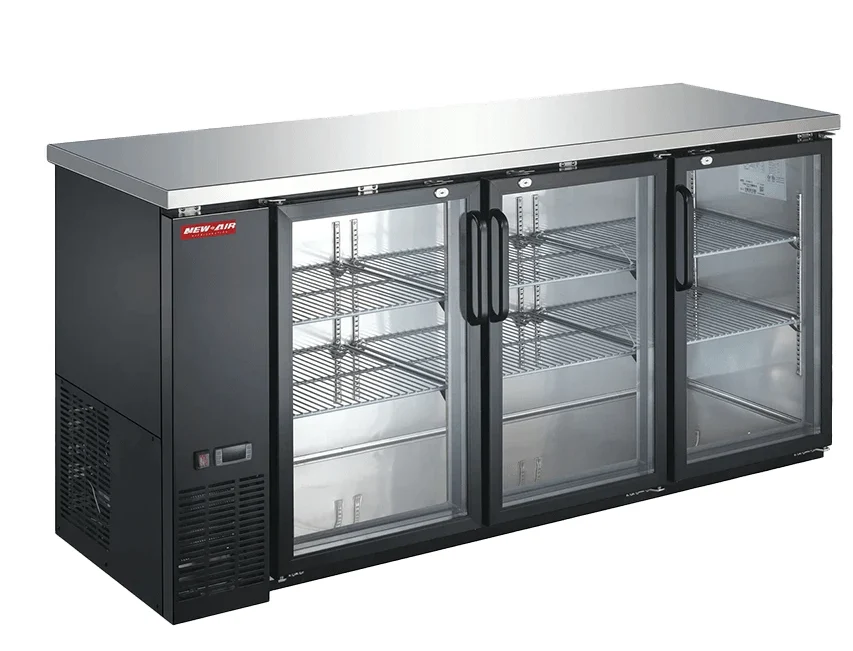 New Air - 72" Black Glass Door Back Bar Cooler - NBB-72-SG-N - Image 2
