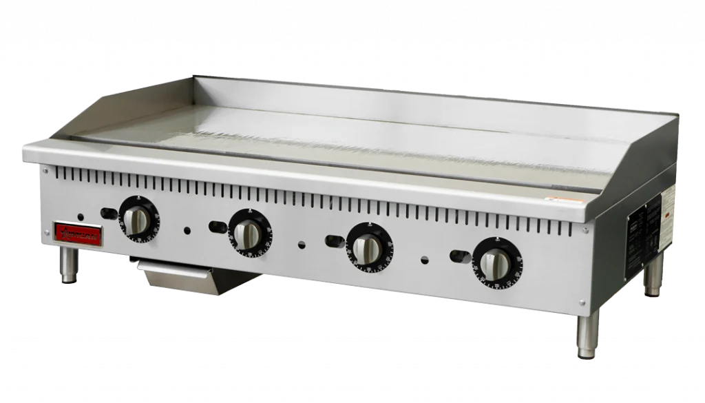 Omcan 48″ Countertop Gas Griddle 4 Burners with Thermostatic Control – 112,000 BTU 47373