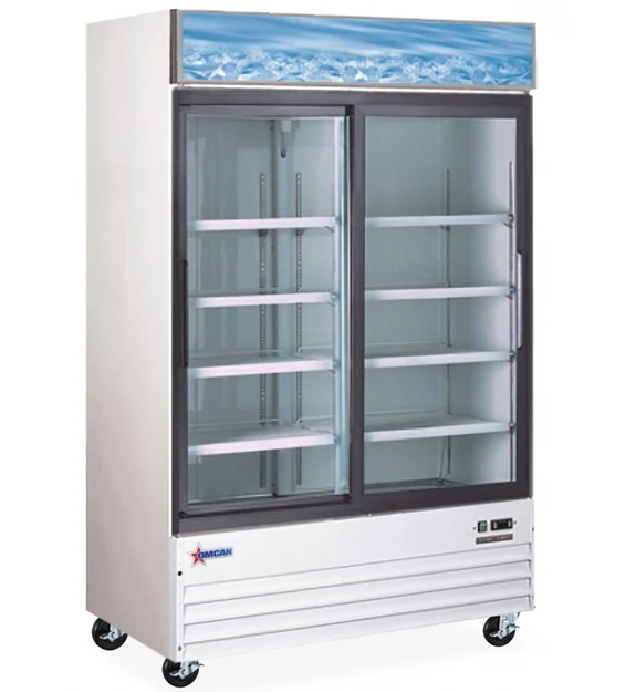 Omcan 53''  2 Door Sliding Glass Door Refrigerator with 45 Cu.Ft. White 50032 - Image 2