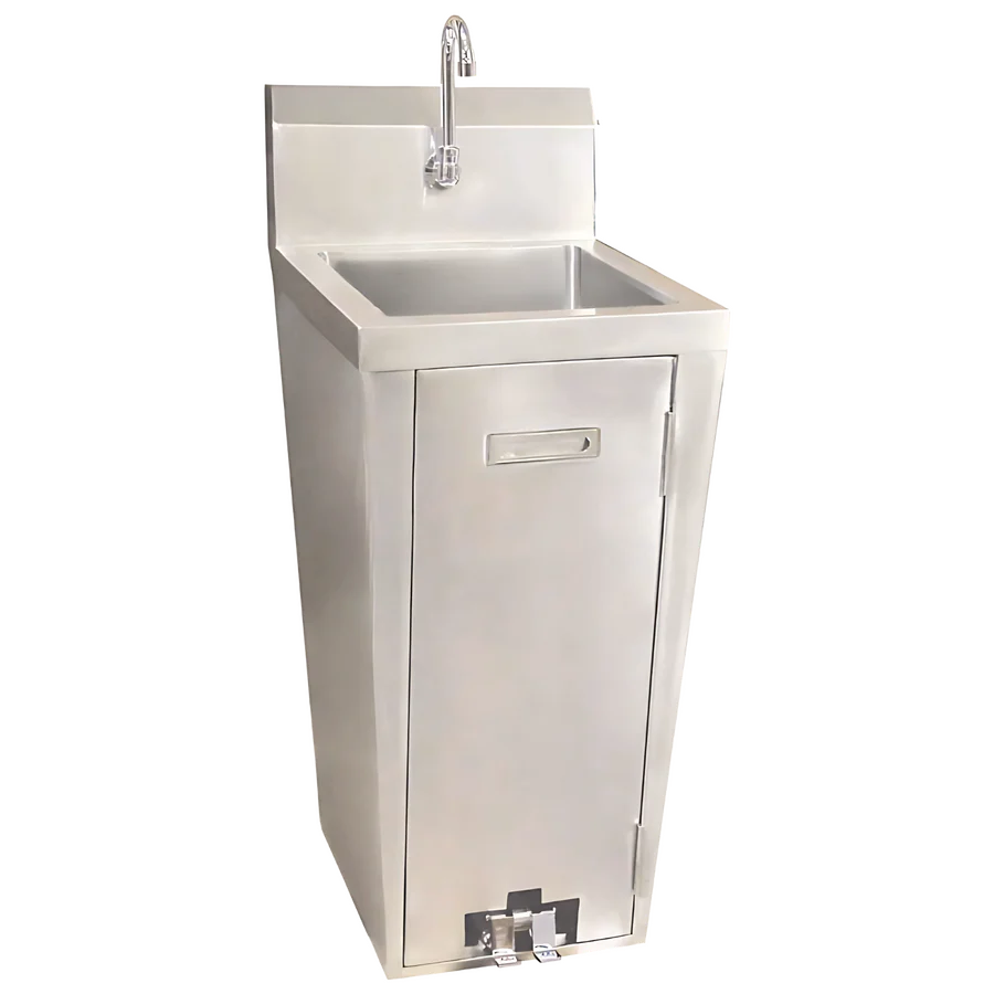 Omcan Stainless Steel Pedestal Hand Sink With Foot Valve And Faucet 23515
