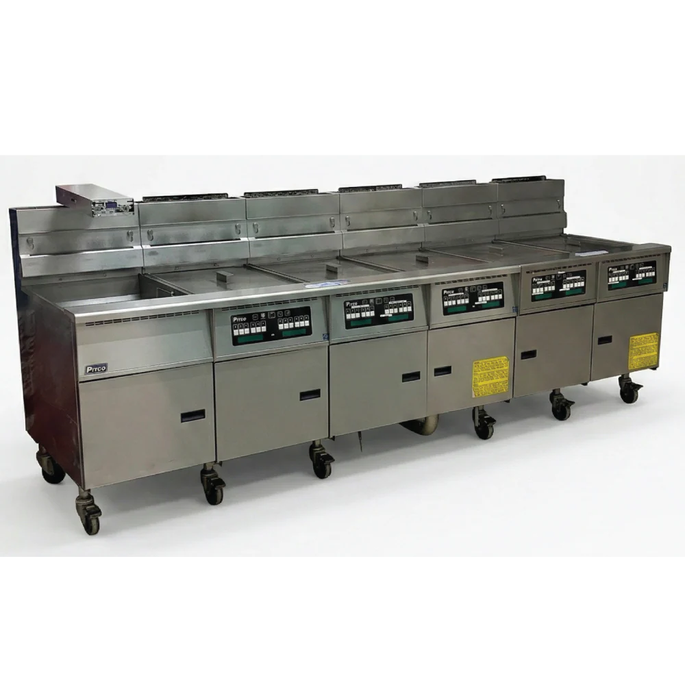 Pitco 118" Natural Gas Fryer with Solstice Bread and Batter Cabinet Fry Dump Station Used FOR02398 - Image 4