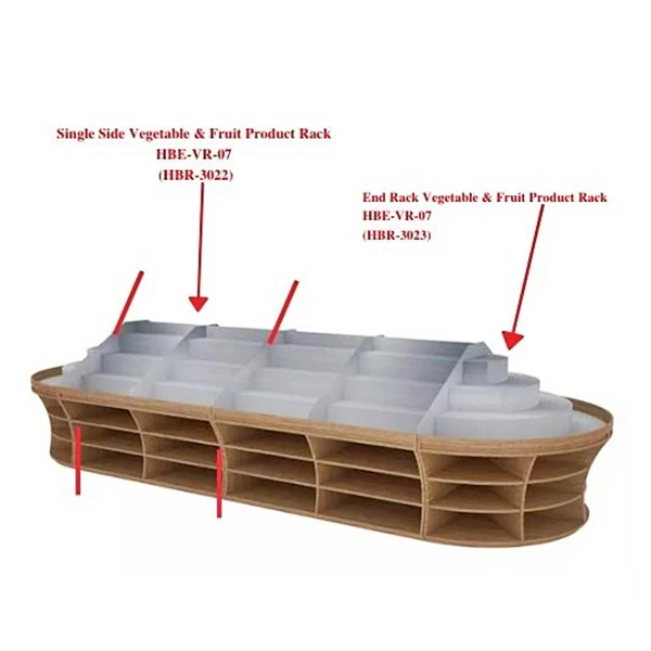 36'' Fruit & Vegetable Display Middle Single Side Rack HBR-3022 - Image 2