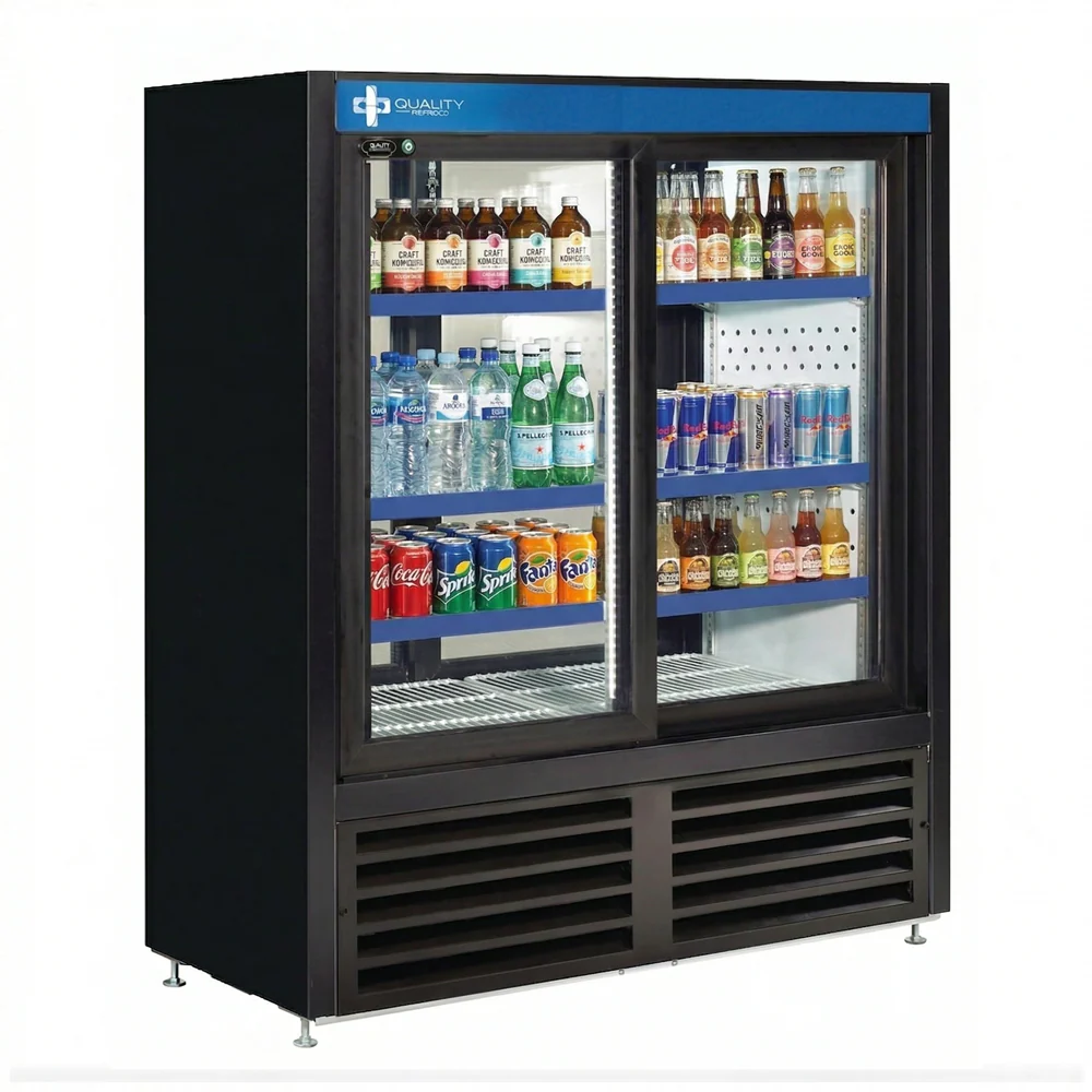 QBD 39.5" Double Glass Slide Door Cooler Pass Thru CD3354CPT-HC